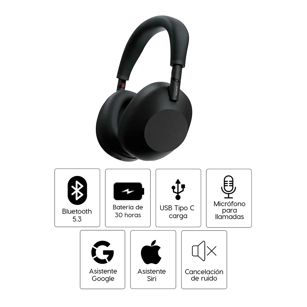 Imagen 2 del producto Audífonos bluetooth Sony WH-1000XM6, cancelación de ruido, micrófono incorporado, 30 h, negro